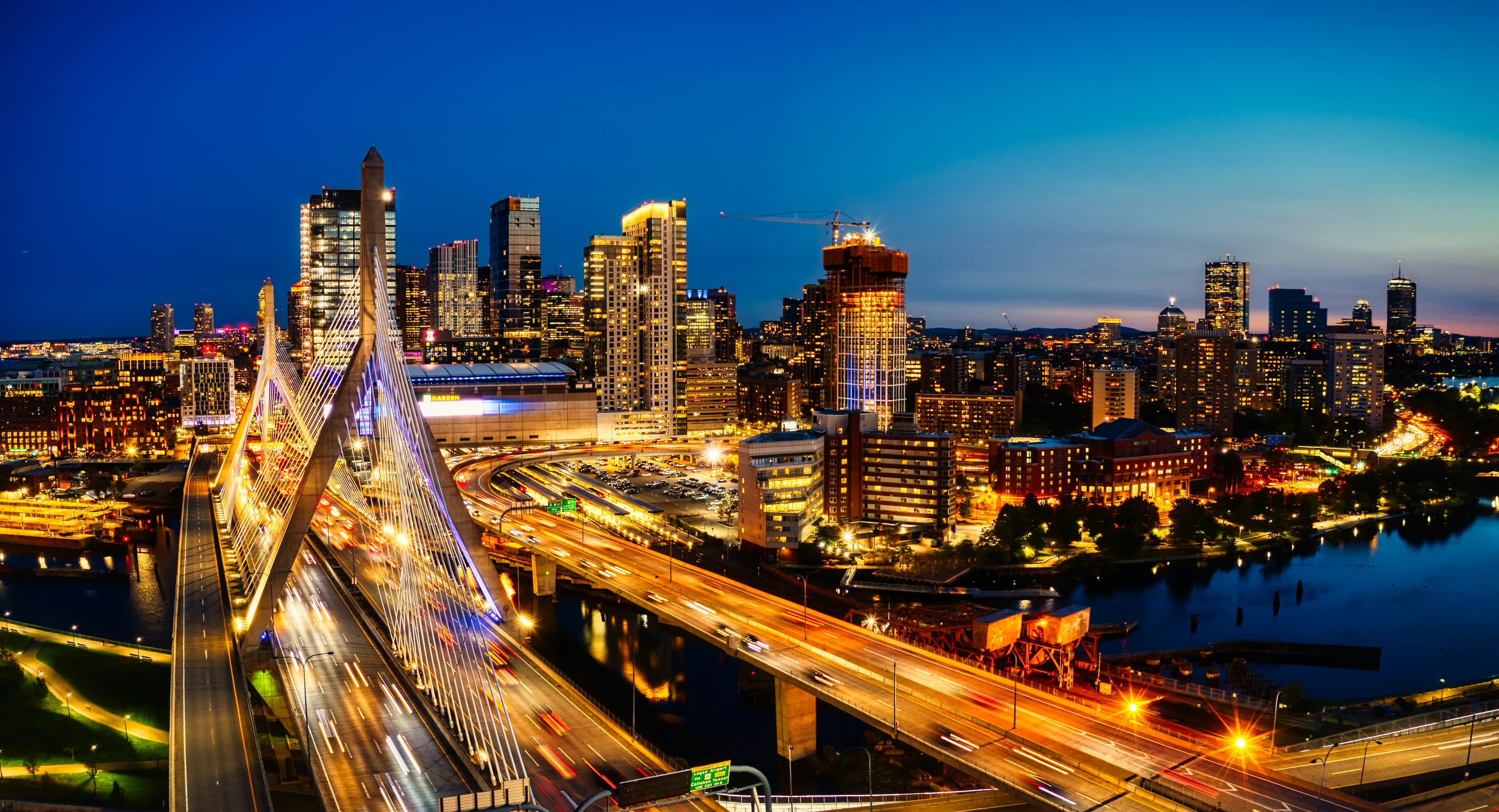 Boston skyline at dusk